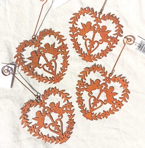 Set Metall Hänger HERZ mit Engeln und Rankenornament. Rost-Optik, Deko Anhänger - Bild 1 von 5