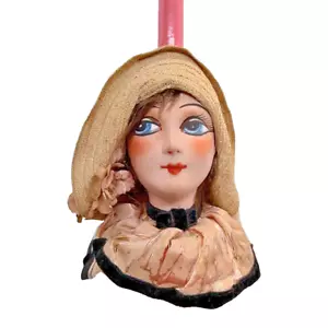 VIntage French Art Deco Half Doll Head Hat Stand Holder Fashion Display 12” - Picture 1 of 24