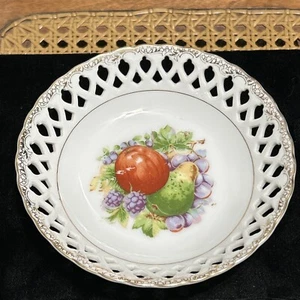 Tazón de patrón de fruta vintage Pico China, encaje abierto pintado a mano, hecho en Japón - Imagen 1 de 4
