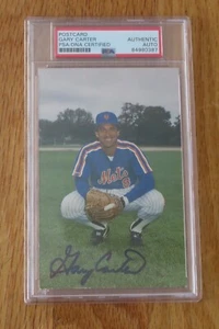 HOFer GARY CARTER signed Postcard Encapsulated PSA 84980387 NEW YORK METS - Picture 1 of 3