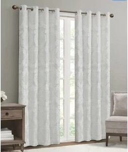 SunSmart Amelia Knitted Jacquard Paisley Total Blackout Curtain Panels 50” X 95” - Picture 1 of 7