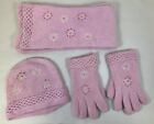 UNITALLA GLOVES, HAT & SCARF ANGORA, WOOL & NYLON PINK W/EMBROIDERY SEQUINS