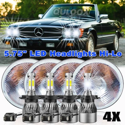 For Mercedes-Benz 380SL 450SL 560SL 4PCS 5.75" Round LED Headlights Hi-Lo Beam Foto 1 de 4
