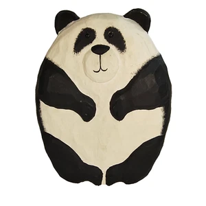 Hand Carved Wood Panda Figure Handpainted Signed James Haddon 8” Folk Art Jungle - Picture 1 of 16