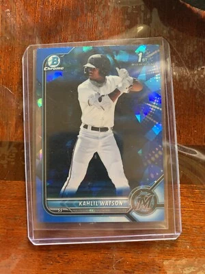 2022 Bowman Sapphire KAHLIL WATSON 1st Prospect Chrome Refractor BCP-3 Nice - Image 1 of 2
