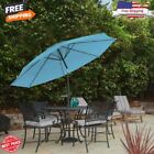 Patio Umbrella W/ Auto Tilt Sun Shade Sturdy Steel Pole Poolside Garden 10 Ft Us