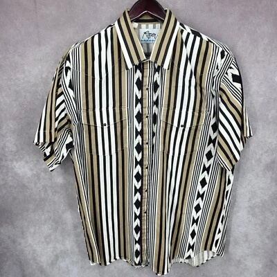 Vintage Roper Western Shirt Mens XL 17.5 Aztec Pearl Snap Cowboy Rodeo USA 60s - Image 1 of 4
