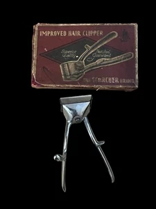 Vintage SCORCHER Mechanical Hair Trimmer Clipper Cutter Metal Barber Boxed - Picture 1 of 9