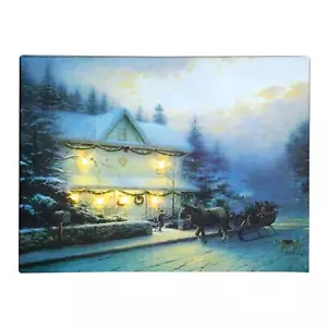 Christmas Canvas Picture LED Light up 40cm x 30cm - House - E3 - Picture 1 of 1
