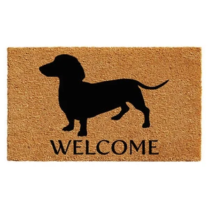 24" X 36" Natural and Black Coir Dachshund Welcome Outdoor Door Mat - Picture 1 of 7