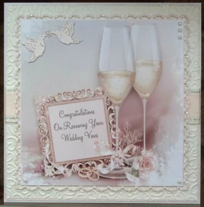 HANDMADE LUXURY PERSONALISED RENEWING WEDDING VOWS CARD A CHAMPAGNE CELEBRATION - Picture 1 of 4