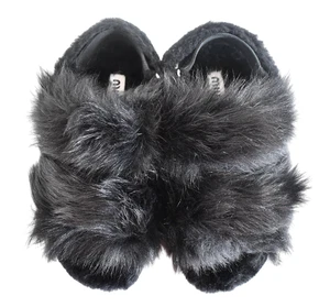 NEW MIU MIU Black FUR and SHEARLING-Lined Slingback Sandals EUR-37.5 US-7.5 - Picture 1 of 18