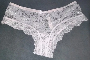 NWT Victoria's Secret Very Sexy Pink & Silver Floral Lace Cheeky Panties S Small - Picture 1 of 3