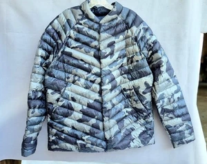 Lululemon Goose Down Jacket Mens XL Gray Camo Puffer Lightweight Snap Coat - Picture 1 of 6