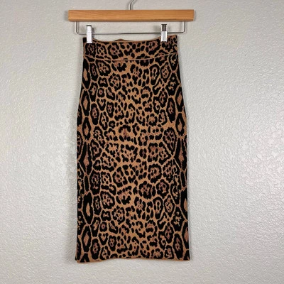 BCBGMAXAZRIA Pencil Skirt Womens XXS Gavin French Leopard Stretch Office Siren - Image 1 of 4