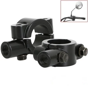 Abrazadera negra de montaje de espejo para manillar de motocicleta de 10 mm 7/8" 2 piezas - Imagen 1 de 4