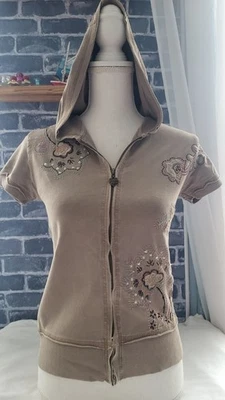 Sudadera para mujer Y2K Vertigo Paris bordada envejecida cremallera talla pequeña  Foto 1 de 4