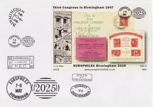 GB Stamps Souvenir Cover Europhilex sheet (8), 1947 Congress in Birmingham 2025 - Picture 1 of 1