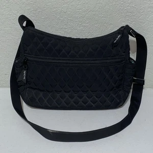 Vera Bradley Acolchado Hipster Bandolera Bolso de Mano Negro Forro Floral - Imagen 1 de 10