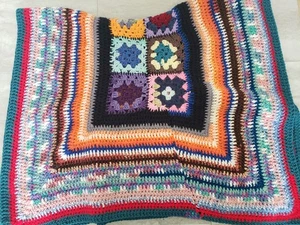 Vintage Granny Square Crochet Knit Afghan Blanket 48 X 30 Multi Handmade - Picture 1 of 3