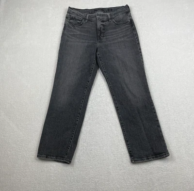 Pantalones de mezclilla Lucky Brand para mujer 8/29 (29x26) tiro alto rectos Zoe elásticos negros tobillo Foto 1 de 4