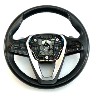 Volante BMW 530i G30 M5 2021-2023 OEM cuero térmico negro con cambio de paleta - Imagen 1 de 11
