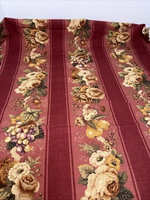 Mill Creek Raymond Waites CONSERVATORY STRIPE Burgandy  Drapery Sewing Fabric - Image 1 of 4