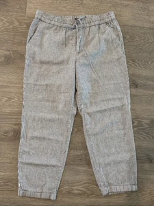 J. CREW Black/White Seersucker Re-Imagined Baggy Drawstring Waist Pants Size 12 - Picture 1 of 13