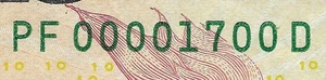 [2 DIGIT SERIAL#] $10 Ten Dollar Bill Fancy Serial Number-'PF 00001700 D' - Picture 1 of 9