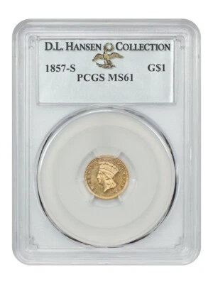 1857-S G$1 PCGS MS61 ex: D.L. Hansen Foto 1 de 4