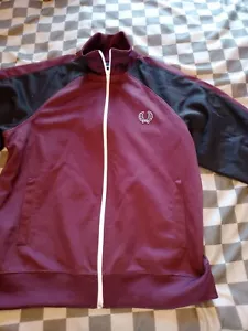 Fred Perry Youth L Herren XS Track Top Dunkelrot Schwarz Reißverschluss Logo Retro 60s - Bild 1 von 6
