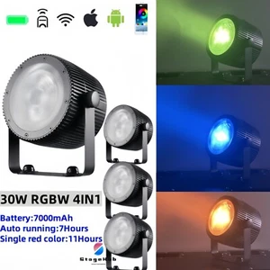 4/Lot 30W Led Battery Uplights RGBW 4IN1 Wireless DJ DMX Remote Wedding Led Par - Picture 1 of 12