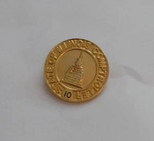 State of Illinois Controller 10 Year Service Gold Tone Lapel Tack Pin - Picture 1 of 5