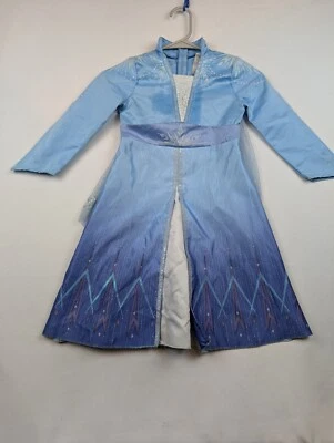 Disney Frozen II Elsa Costume Girls XS Blue Sequin Long Sleeve Back Zip Pullover - Image 1 of 4