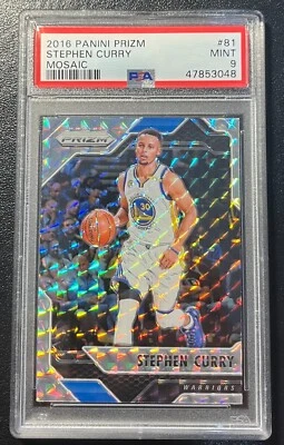 2016 Panini Prizm Stephen Curry Warriors Mosaic #81 PSA 9 - Image 1 of 4