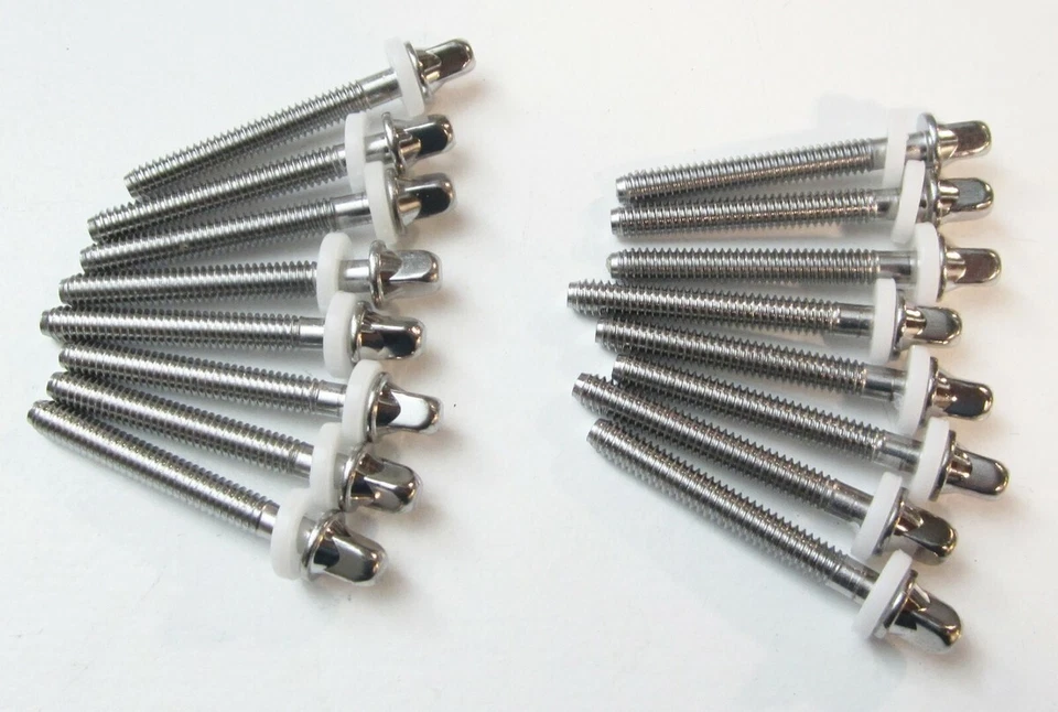 NEW 16 Qty SONOR 45mm DRUM TENSION RODS w/ White Nylon Washers, 2-1/8" Length - Image 1 of 1