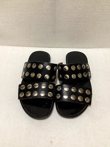 MARNI - Gold Studded Black Leather Slides Sz 37 / AU 6 / US 7 / UK 4 - Picture 1 of 13