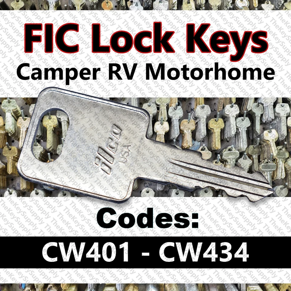 AFTERMARKET Fastec FIC Keys Trailer RV Camper Door Lock Key Cut to Code CW401 - CW434
