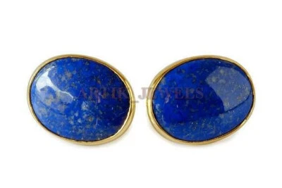 Naturel Lapis Lazuli Pierre Avec Plaqué Or 925 Argent Sterling Manchette 2317 - Bild 1 von 4