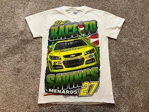 VTG Gildan Shirt Adult S White NASCAR Paul Menard #27 Menards Race To Savings SS - Picture 1 of 17
