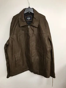Dockers Men's Faux Leather Laydown Collar Open Bottom Jacket, Size XXL, Earth - Picture 1 of 6