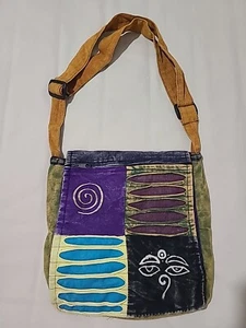 Boho Hippie Multicolor Patchwork Crossbody Bag/Purse Size:M - Picture 1 of 5