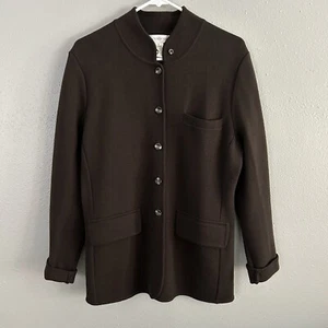 Vintage Jones New York Lambs Wool Blend Brown Button Front Sweater Jacket Size S - Picture 1 of 5