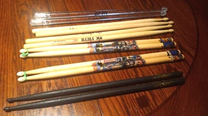 6 pair Drum sticks 5A, Hard Rock Cafe Tampa, Vic Firth, Zildjian & LED (8A) - Picture 1 of 5