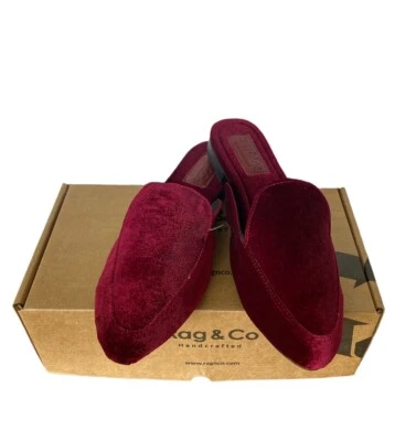 Mocasín sin cordones Rag & Co para mujer Batiste rojo borgoña terciopelo mula talla 8 Foto 1 de 4