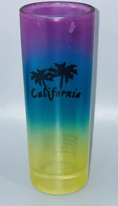 Tall SHOT GLASS California Palm Trees; Frosted Ombre Purple, Teal & Yellow - Picture 1 of 5