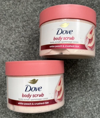 Dove Body Scrub White Peach & Crushed Rice, 10.5 oz - 2 PACK - BRAND NEW - Image 1 of 4