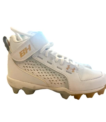 Under Armour H.B. Baseball Cleats Gold and White Size 1Y - Image 1 of 4