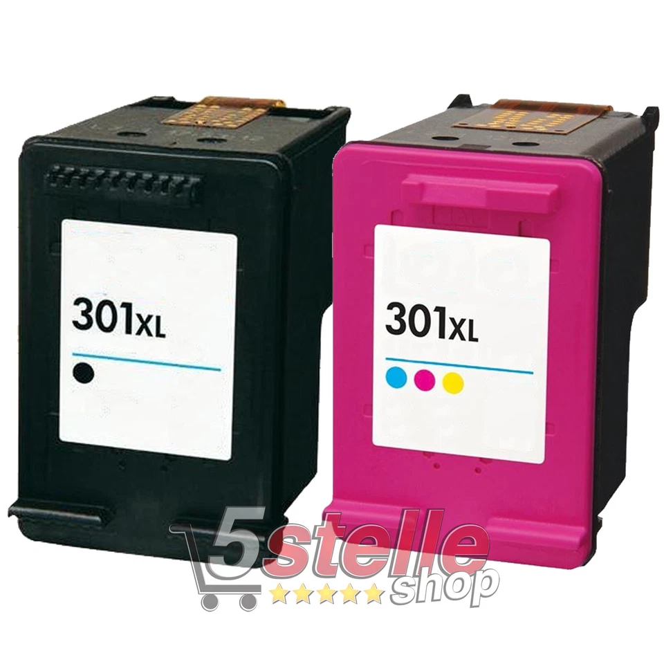 5 STELLE CARTUCCE NERO+COLORE 301XL PER HP DESKJET 1000 1010 1050 1050A 1510 1512 1513