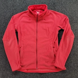 Arcteryx Jacket Women Medium Coral Red Polartec Fleece Full Zip Gorpcore Outdoor - Picture 1 of 14